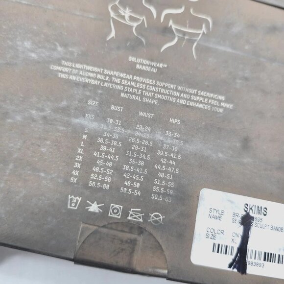 SKIMS Black Seamless Bandeau Bra XL - Picture 9 of 11